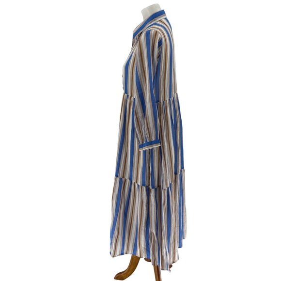 Hiho Striped Button-Down Midi Dress S Cotton - Picture 2 of 10